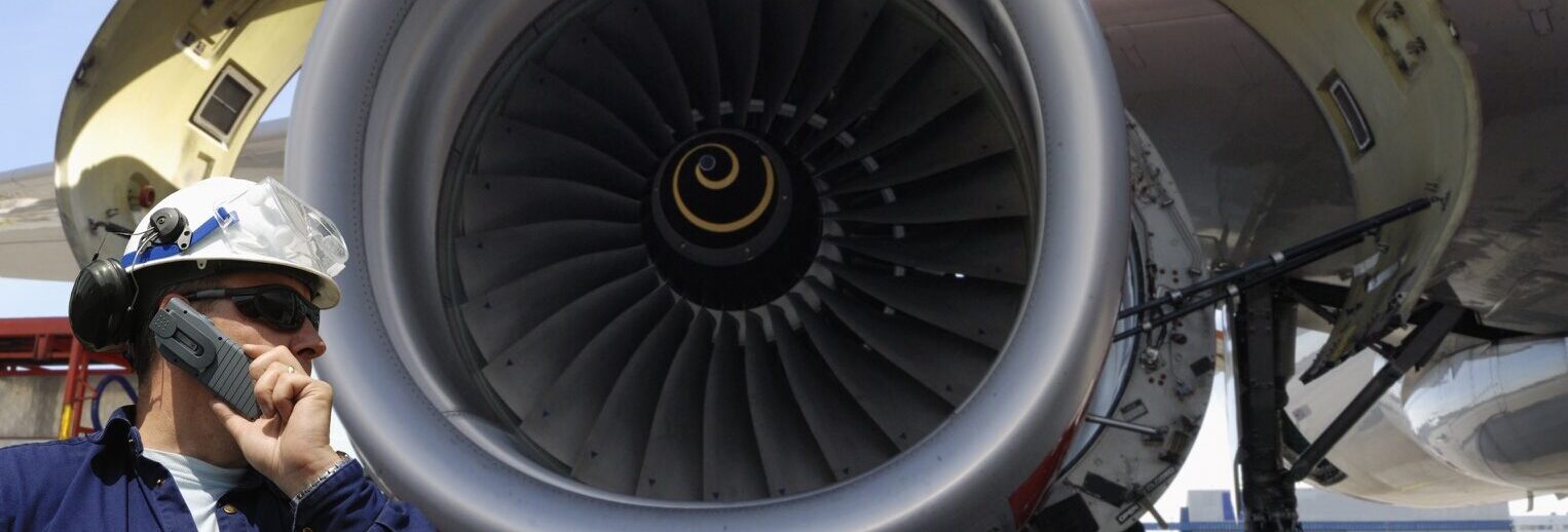 engineer and large jet engine